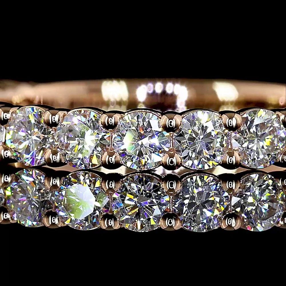 14K Rose Gold 3/4 Eternity Band with 19 Prong-Set Round Lab Diamonds - 0.82 Carat Total Weight, E-F Color, VS1 Clarity - Covaloro Fine Jewelry - Image 2