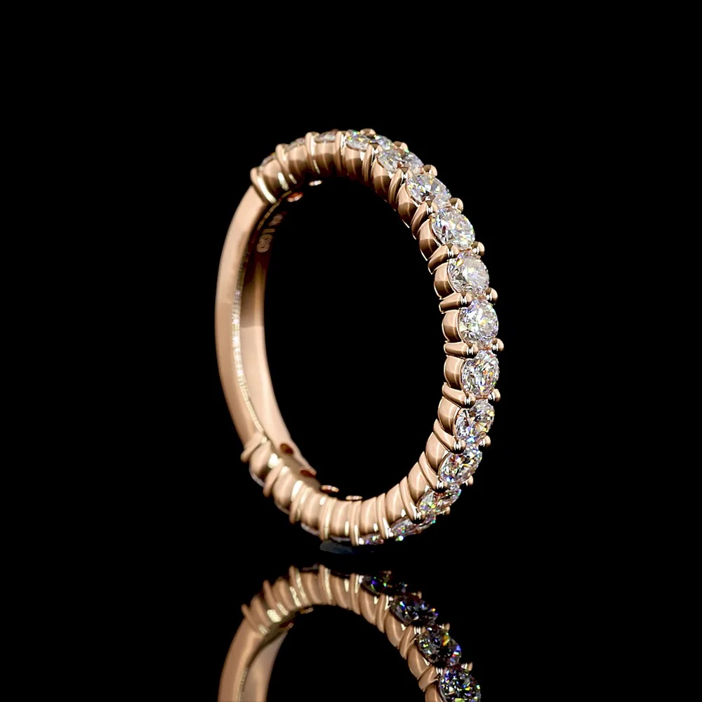 14K Rose Gold 3/4 Eternity Band with 19 Prong-Set Round Lab Diamonds - 0.82 Carat Total Weight, E-F Color, VS1 Clarity - Covaloro Fine Jewelry - Image 3