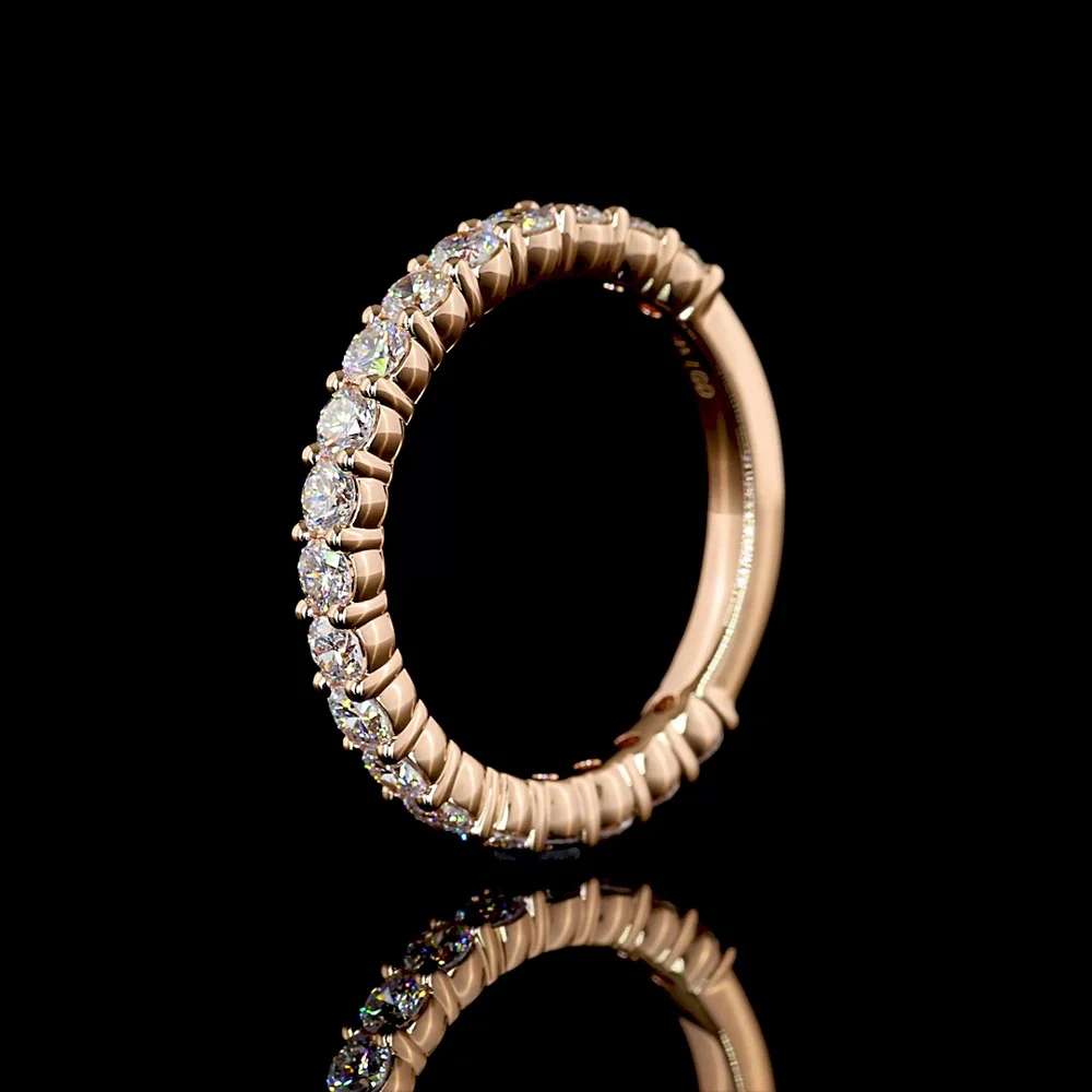14K Rose Gold 3/4 Eternity Band with 19 Prong-Set Round Lab Diamonds - 0.82 Carat Total Weight, E-F Color, VS1 Clarity - Covaloro Fine Jewelry - Image 4