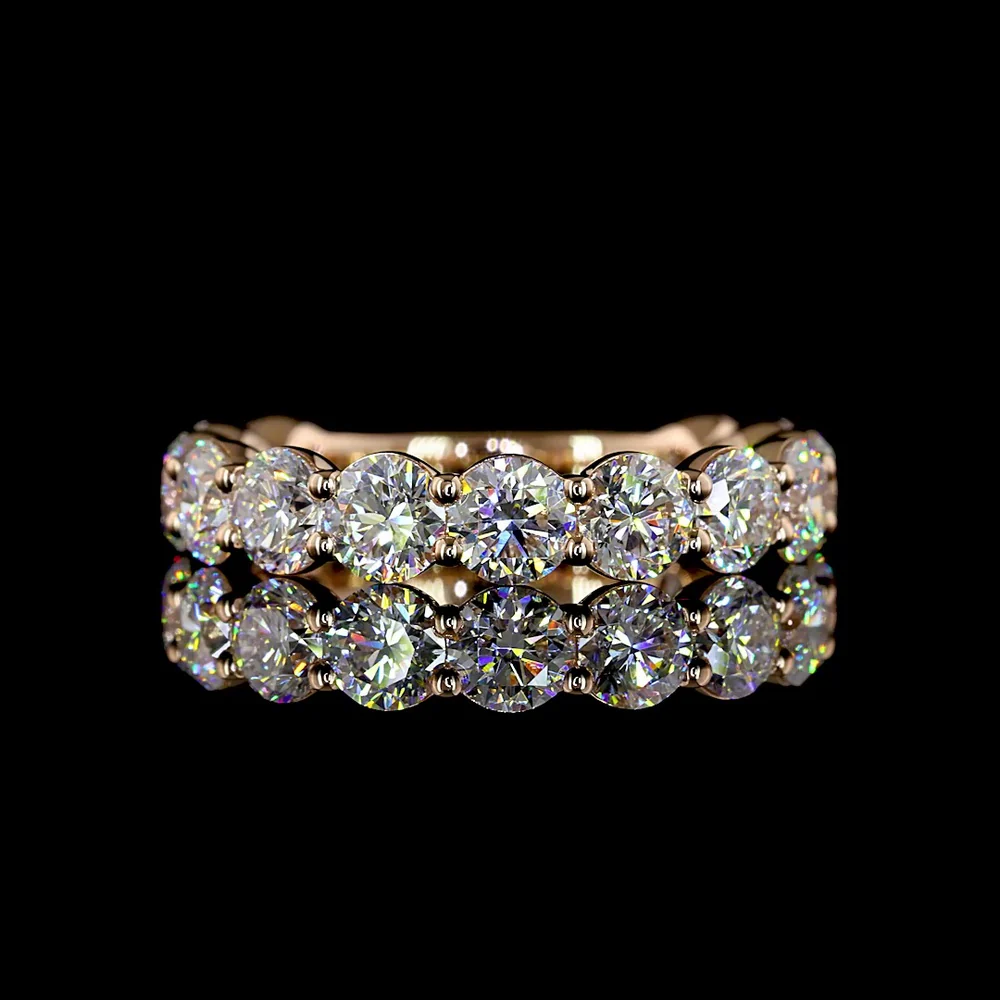 14K Rose Gold 3/4 Eternity Band with Prong Set Round Lab Diamonds - 2.82 Carat Total Weight, E-F Color, VS1 Clarity - Covaloro Fine Jewelry