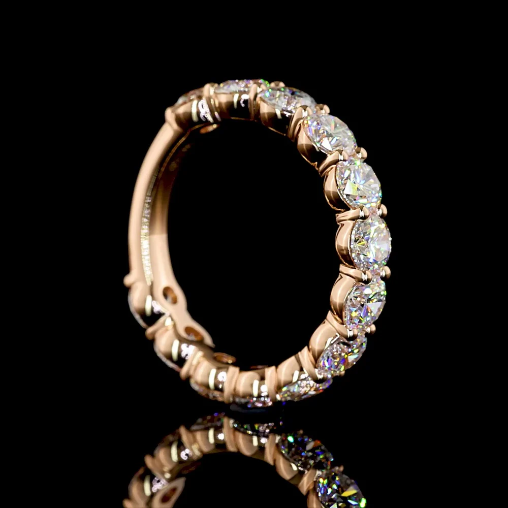 14K Rose Gold 3/4 Eternity Band with Prong Set Round Lab Diamonds - 2.82 Carat Total Weight, E-F Color, VS1 Clarity - Covaloro Fine Jewelry - Image 3