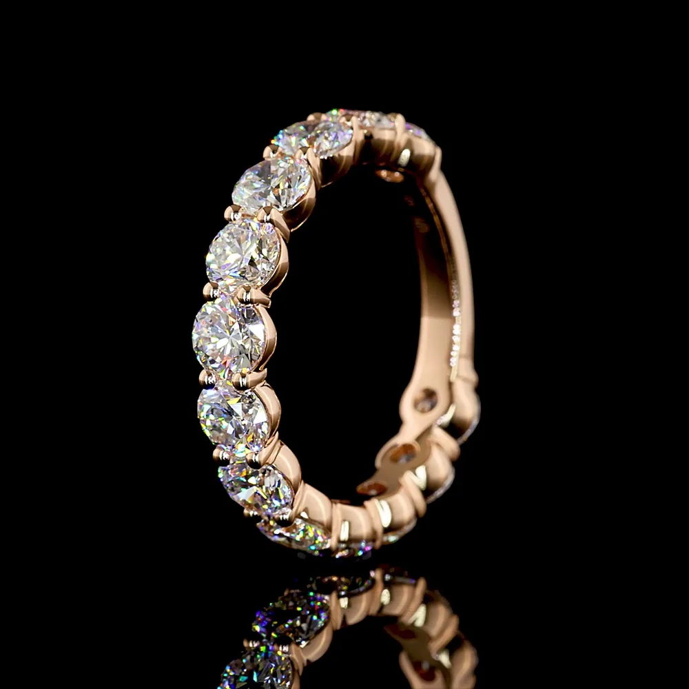 14K Rose Gold 3/4 Eternity Band with Prong Set Round Lab Diamonds - 2.82 Carat Total Weight, E-F Color, VS1 Clarity - Covaloro Fine Jewelry - Image 4