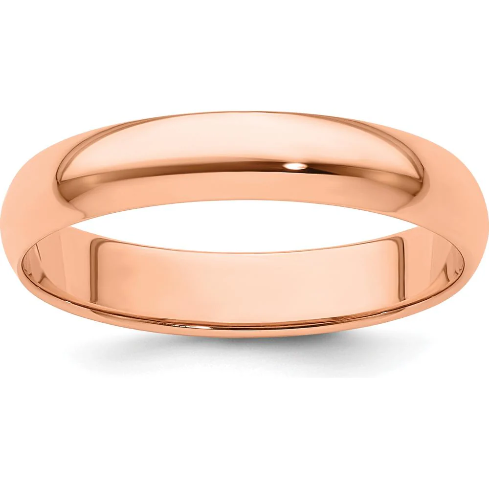 14K Rose Gold 4mm Lightweight Half Round Wedding Band - Size 9.5 by Luciano & Cie