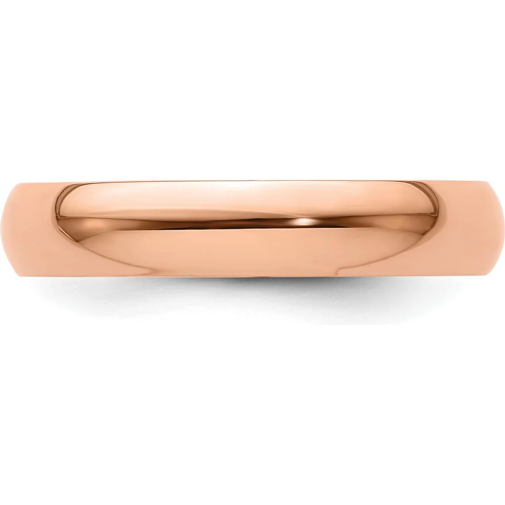 14K Rose Gold 4mm Lightweight Half Round Wedding Band - Size 9.5 by Luciano & Cie - Image 4