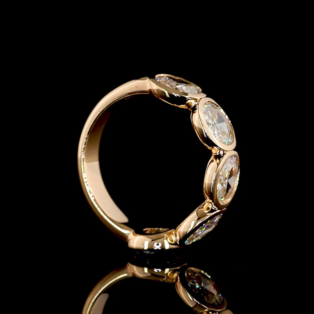 14K Rose Gold 5-Stone Eternity Band with Bezel Set Rose Cut Round Lab Diamonds - 2.71 Total Carat Weight, E-F Color VS Clarity - Covaloro Fine Jewelry - Image 3