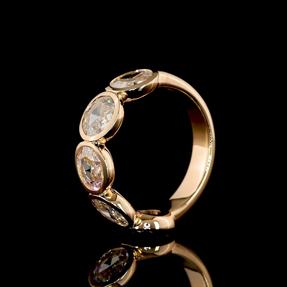 14K Rose Gold 5-Stone Eternity Band with Bezel Set Rose Cut Round Lab Diamonds - 2.71 Total Carat Weight, E-F Color VS Clarity - Covaloro Fine Jewelry - Image 4