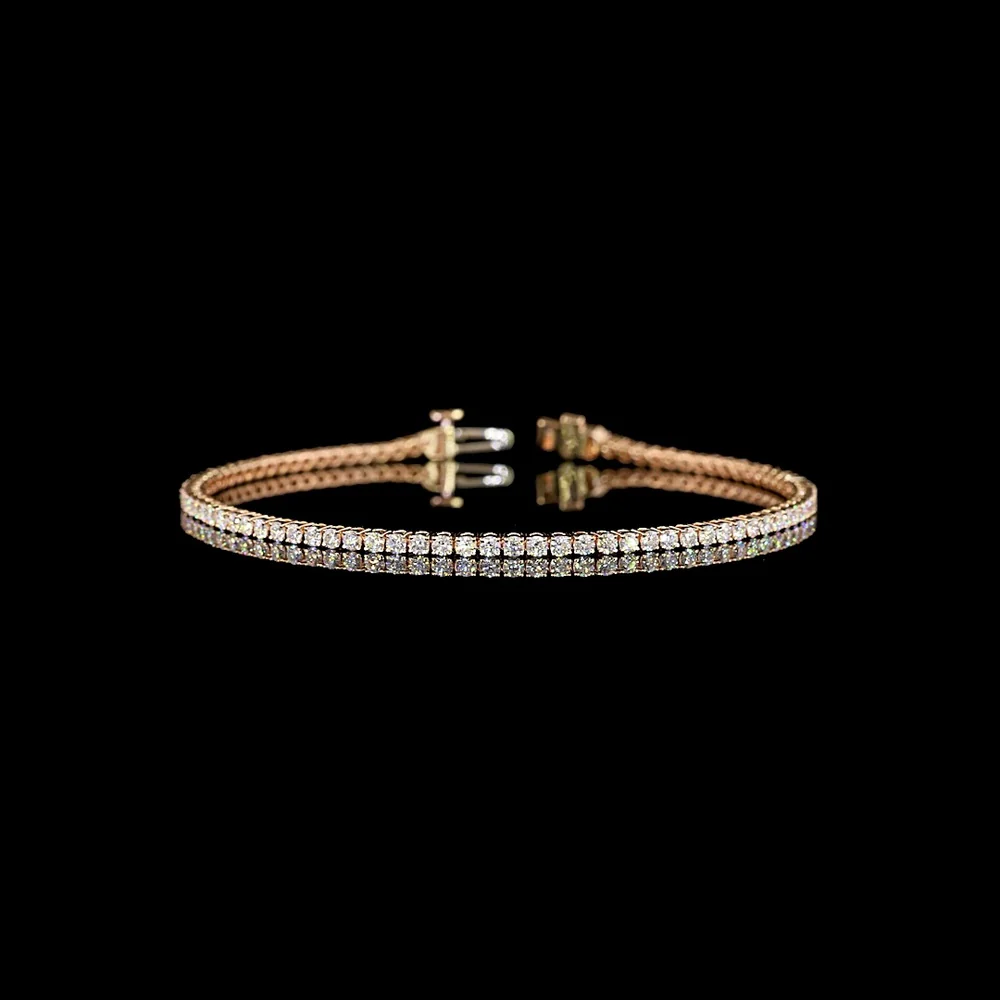 14K Rose Gold 7.0" Tennis Bracelet with 89 Prong-Set Round Lab Diamonds - 2.17 Carat Total Diamond Weight, E-F Color VS1 Clarity - Covaloro Fine Jewelry