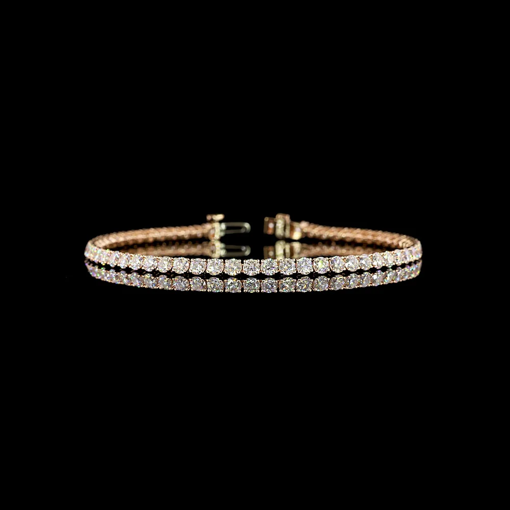 14K Rose Gold 7" Tennis Bracelet with 59 Prong Set Round Lab Diamonds - 5.23 Carats Total Diamond Weight - Covaloro Fine Jewelry