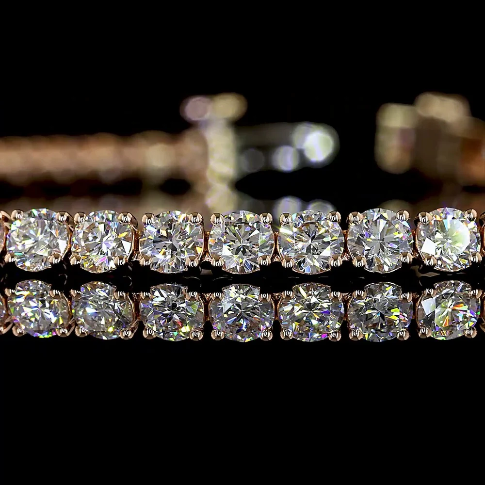 14K Rose Gold 7" Tennis Bracelet with 59 Prong Set Round Lab Diamonds - 5.23 Carats Total Diamond Weight - Covaloro Fine Jewelry - Image 2