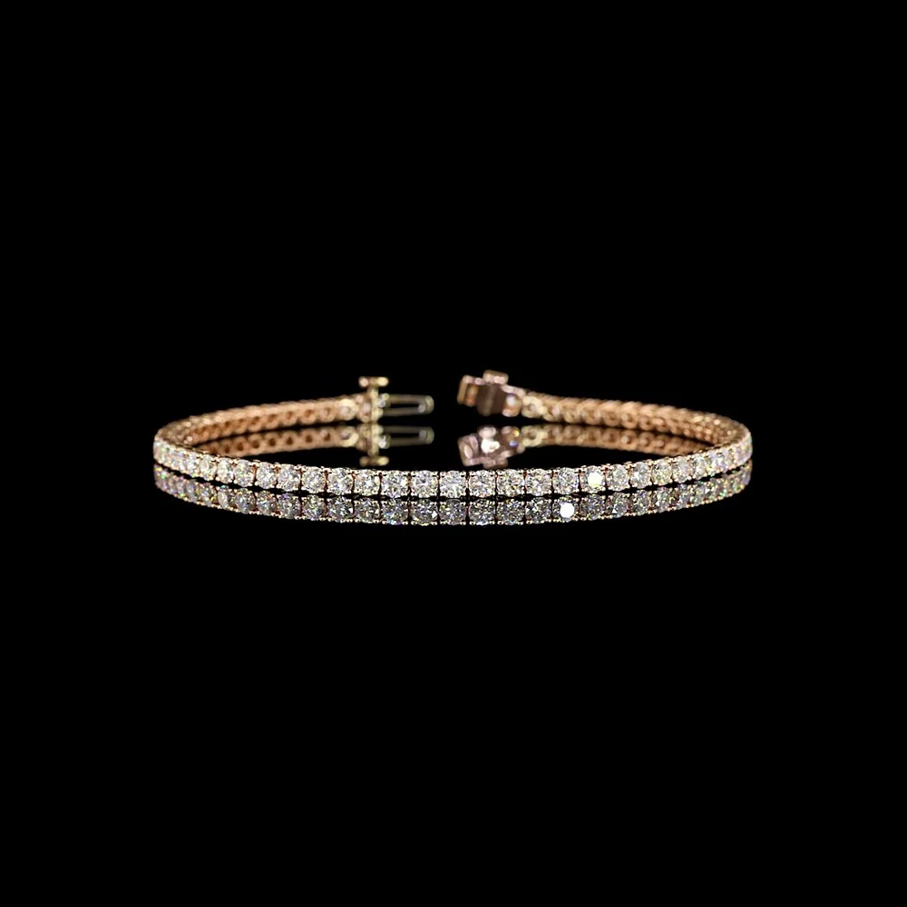 14K Rose Gold 7" Tennis Bracelet with 66 Prong Set Round Lab Diamonds - 4.30 Carat Total Diamond Weight - Covaloro Fine Jewelry