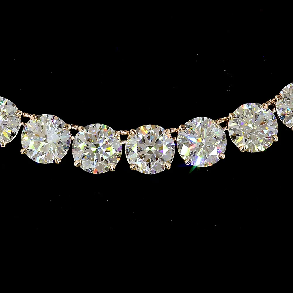 14K Rose Gold 85.73 Carat Tennis Necklace with 84 Prong-Set Round Lab Diamonds E-F VVS2 - Covaloro Fine Jewelry - Image 2
