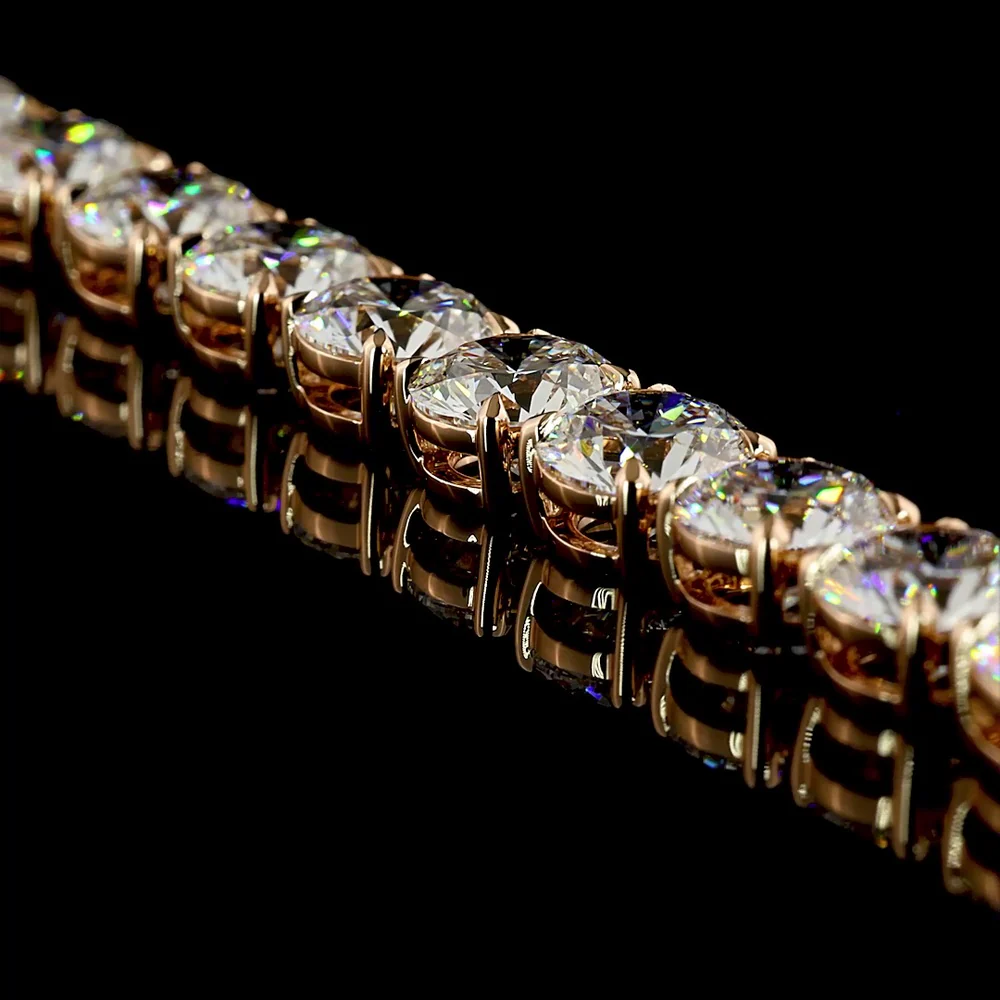 14K Rose Gold 85.73 Carat Tennis Necklace with 84 Prong-Set Round Lab Diamonds E-F VVS2 - Covaloro Fine Jewelry - Image 4