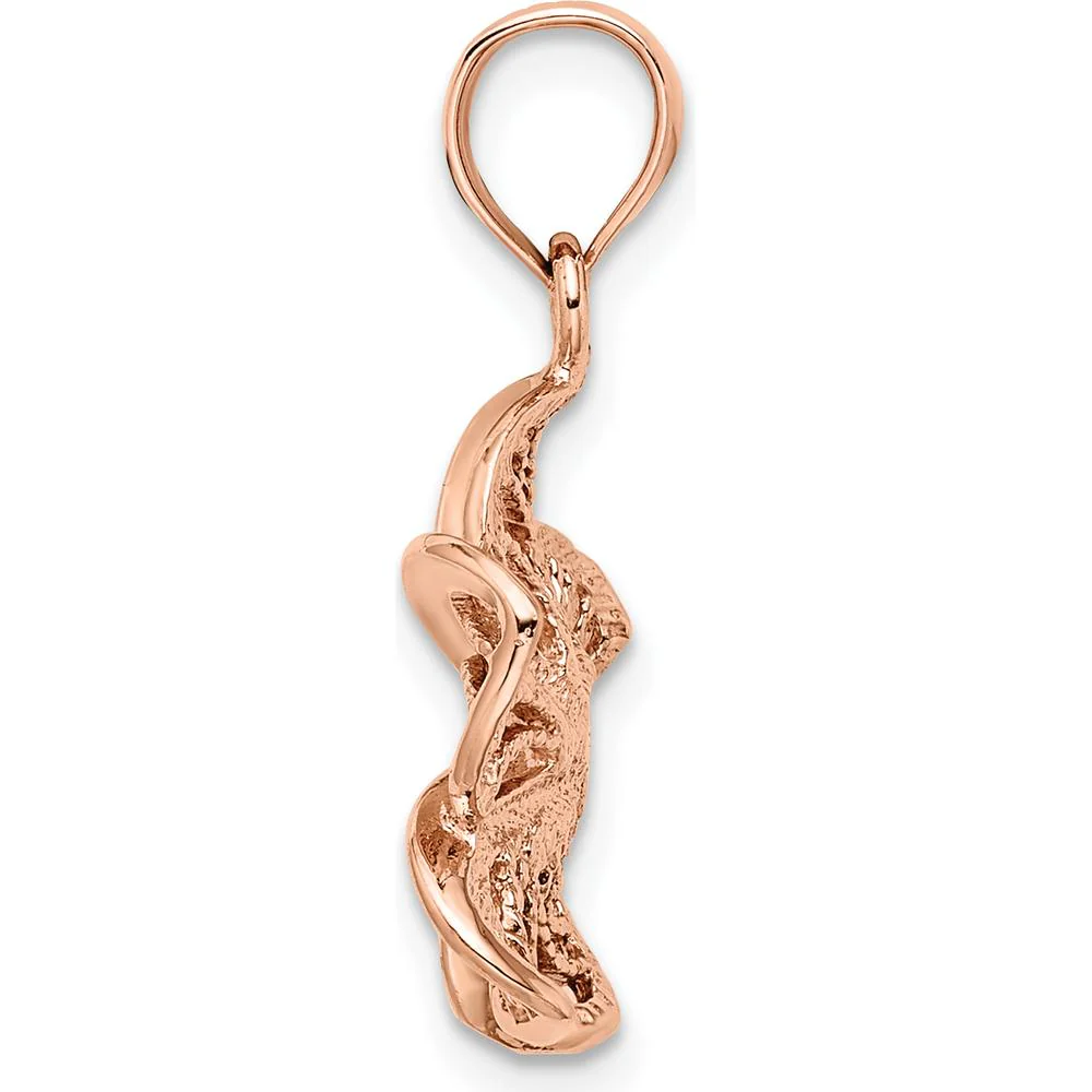 14K Rose Gold Beaded and Polished Plumeria Flower Charm - Tropical Floral Pendant by Oro Pregiato - Image 2