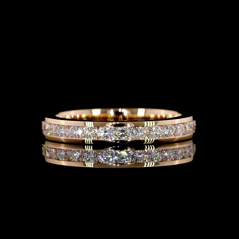 14K Rose Gold Channel Set Eternity Band with 29 Round Brilliant Lab Grown Diamonds - 0.97 Carat Total Weight - Covaloro Fine Jewelry