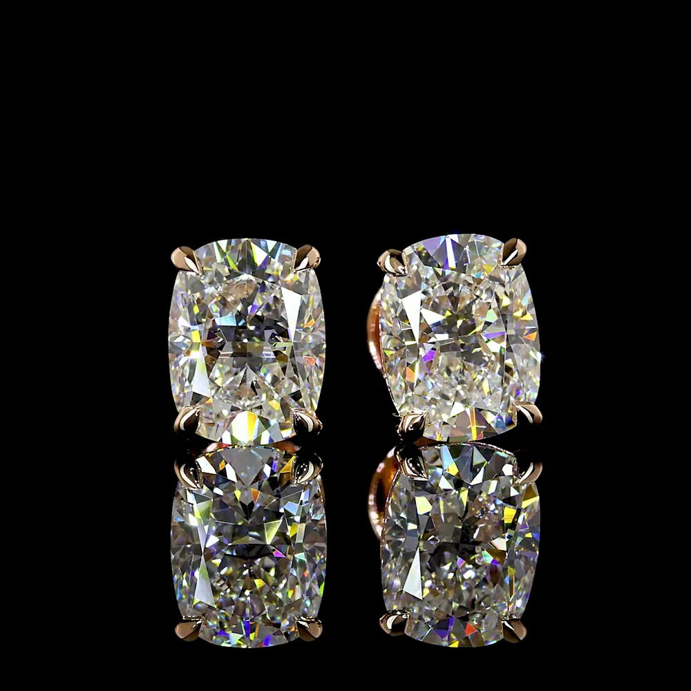 14K Rose Gold Cushion Brilliant Lab Diamond Stud Earrings - 2.40 Carat Total Weight, E-F Color VVS2 Clarity, GIA Certified - Covaloro Fine Jewelry - Image 2