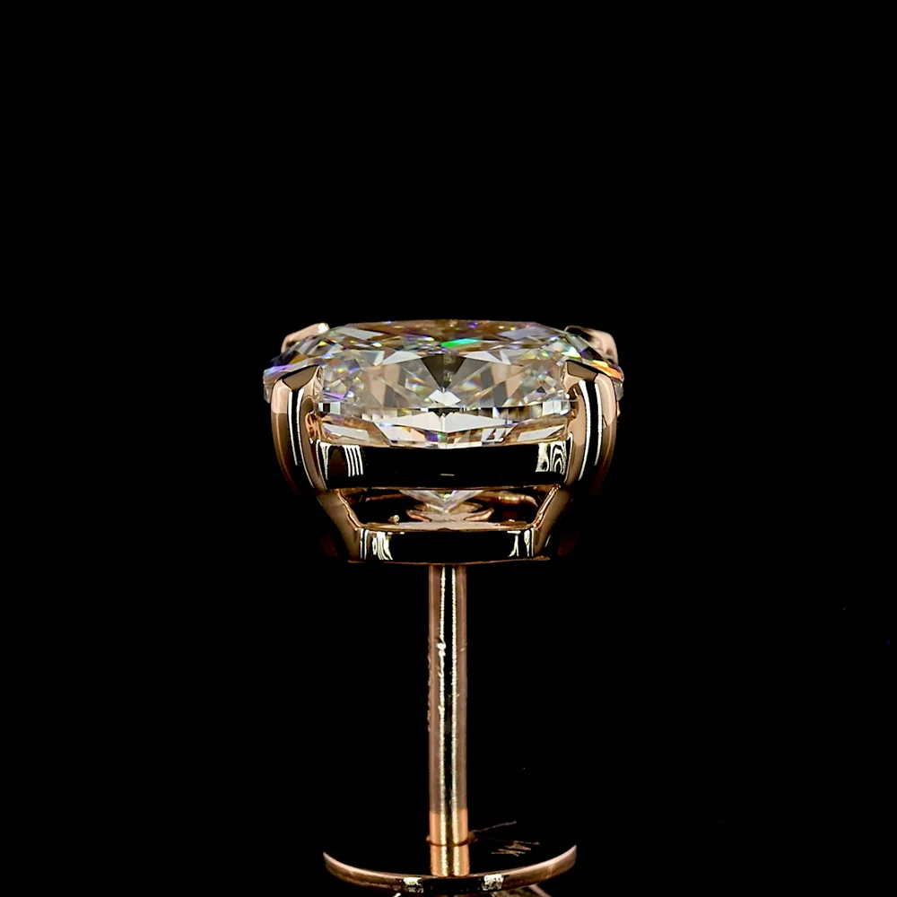 14K Rose Gold Cushion Brilliant Lab Diamond Stud Earrings - 2.40 Carat Total Weight, E-F Color VVS2 Clarity, GIA Certified - Covaloro Fine Jewelry - Image 4