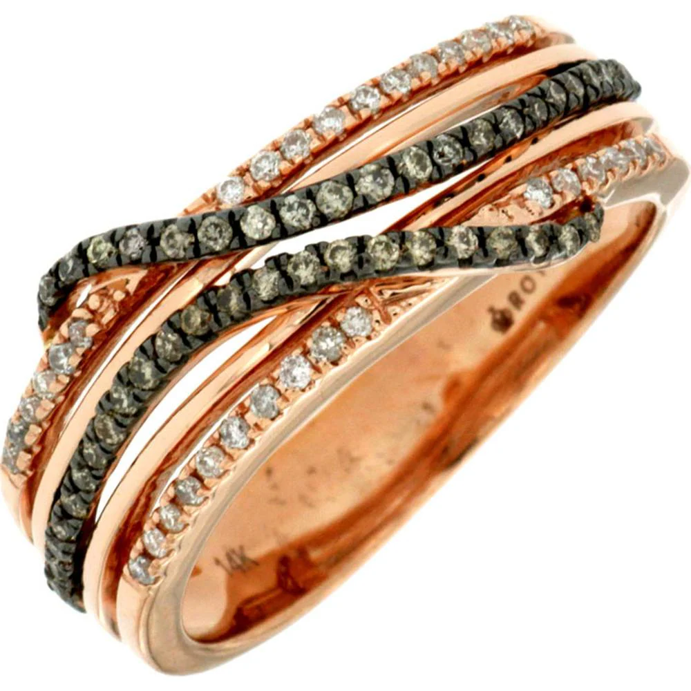 14K Rose Gold Diamond & Mocha Diamond Ring - 0.32 Carats Total Diamond Weight - Royal Jewelry