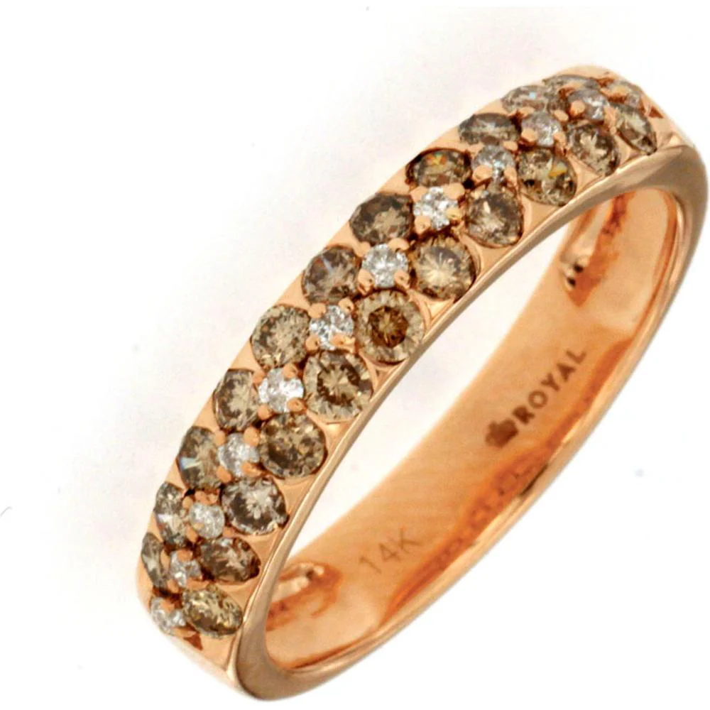 14K Rose Gold Diamond & Mocha Diamond Ring - 0.79 Carats Total Diamond Weight - Royal Jewelry
