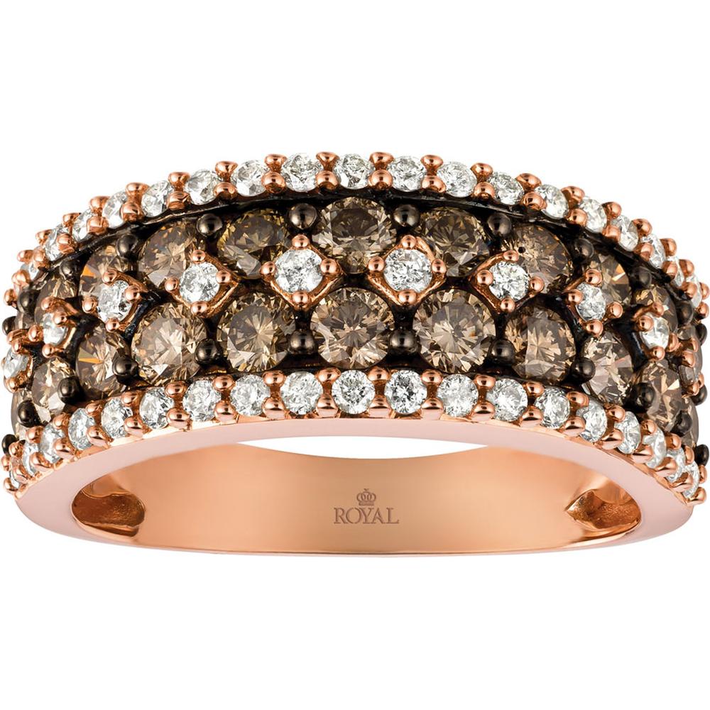 14K Rose Gold Diamond & Mocha Diamond Ring - 1.85 Carats Total Diamond Weight - Royal Jewelry