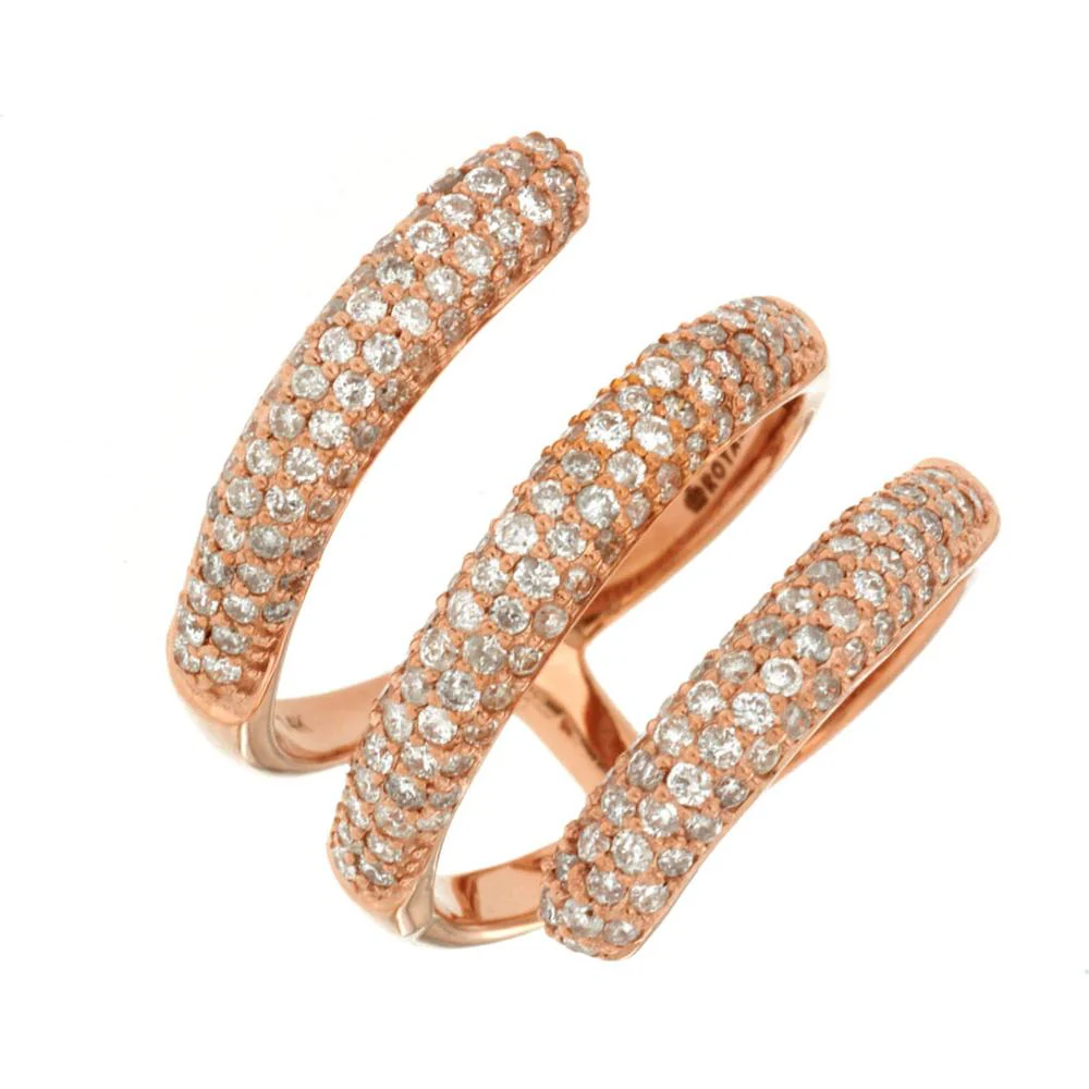 14K Rose Gold Diamond Band Ring - 1.45 Carats Total Diamond Weight - Royal Jewelry