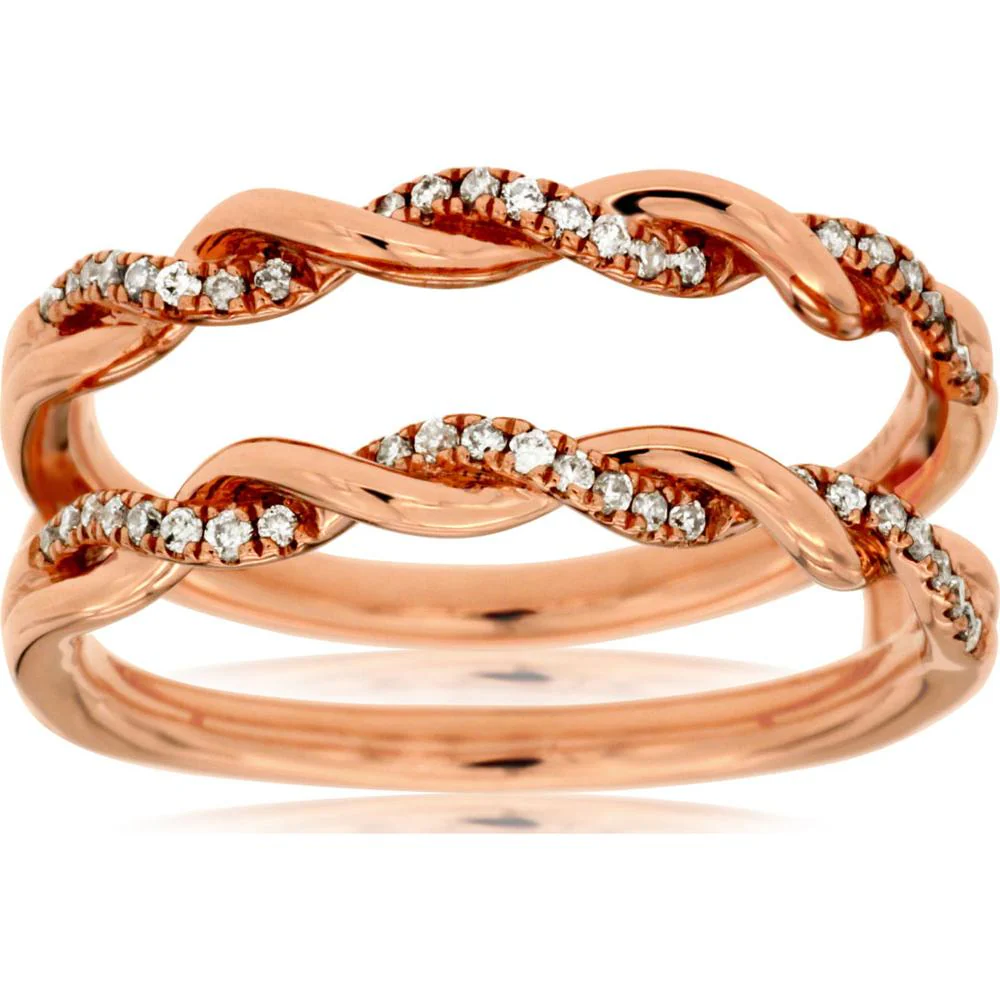 14K Rose Gold Diamond Insert Ring - 0.20 Carats Total Diamond Weight - Royal Jewelry