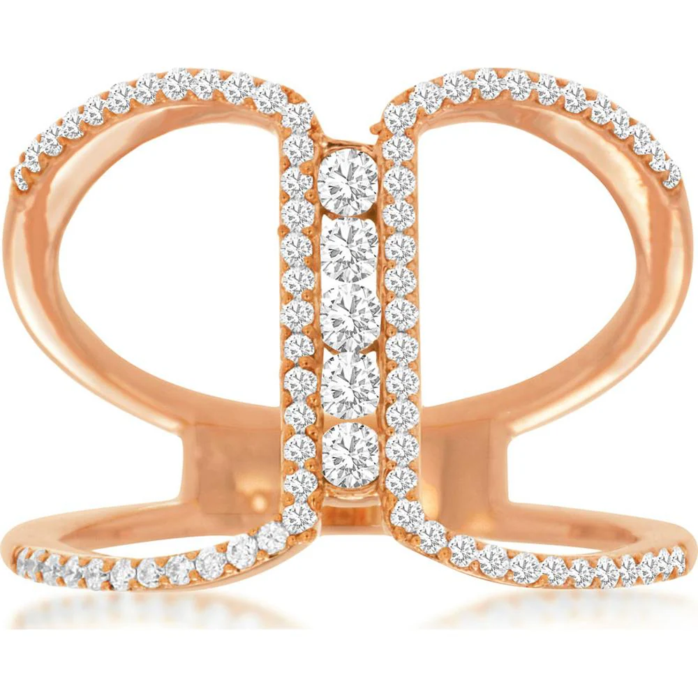14K Rose Gold Diamond Ring with Round Cut Diamonds - 0.43 Carats Total Diamond Weight - Royal Jewelry