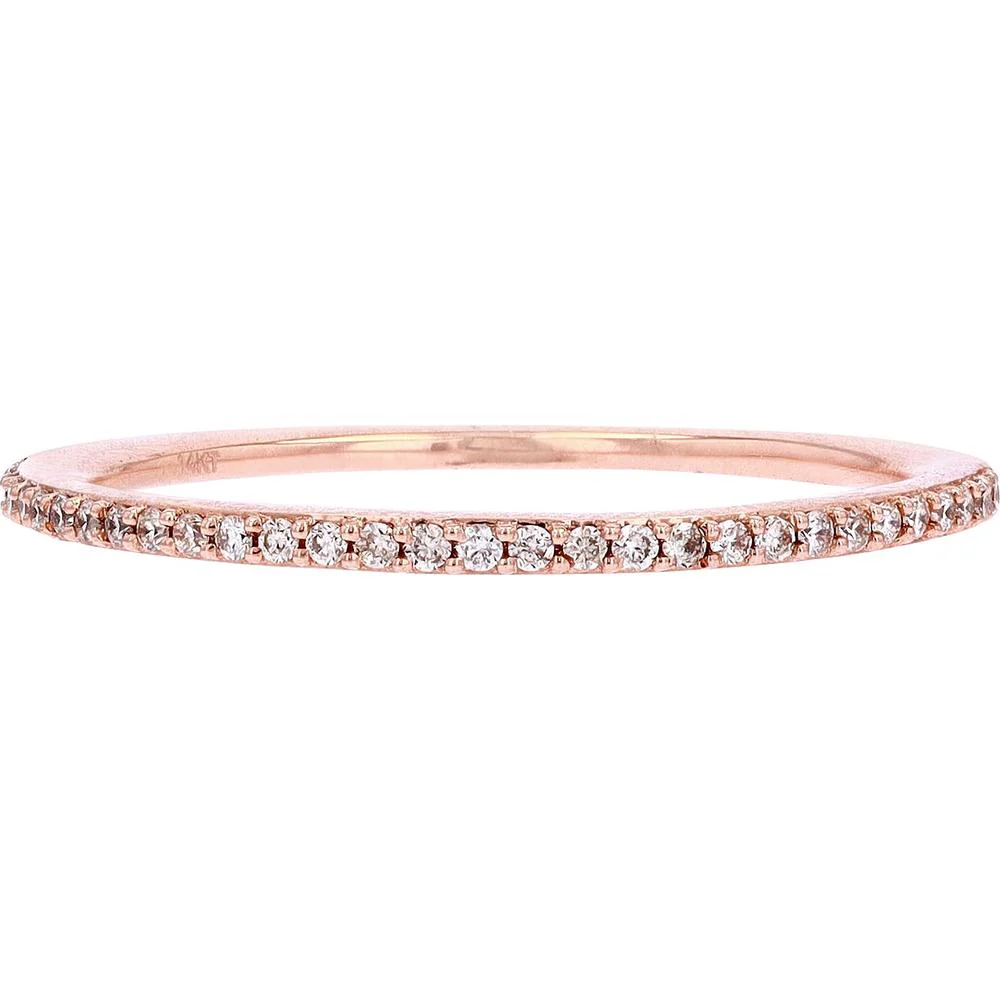 14K Rose Gold Diamond Wedding Band - 0.11 Carat Total Diamond Weight