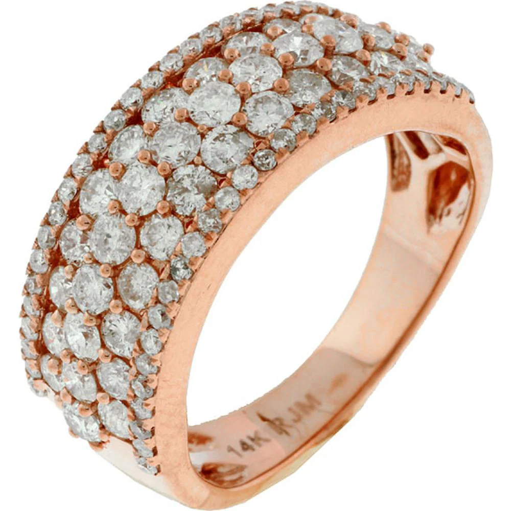 14K Rose Gold Diamond Wedding Band with 1.75 Carats Total Round Diamonds - Royal Jewelry