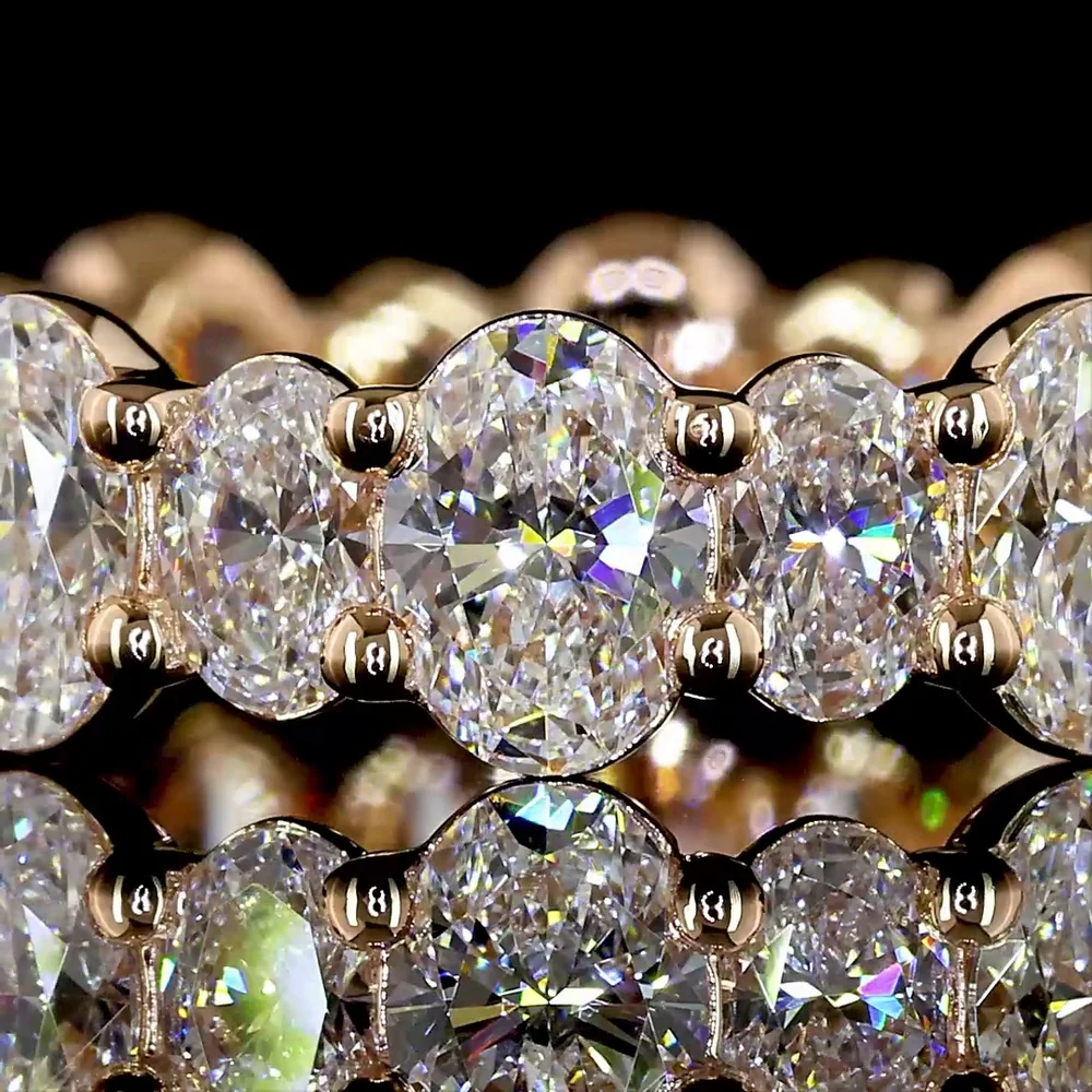 14K Rose Gold Eternity Band with Alternating Oval Cut Lab Diamonds - 2.78 Carats Total Diamond Weight, D-E Color VS1 Clarity - Covaloro Fine Jewelry - Image 2