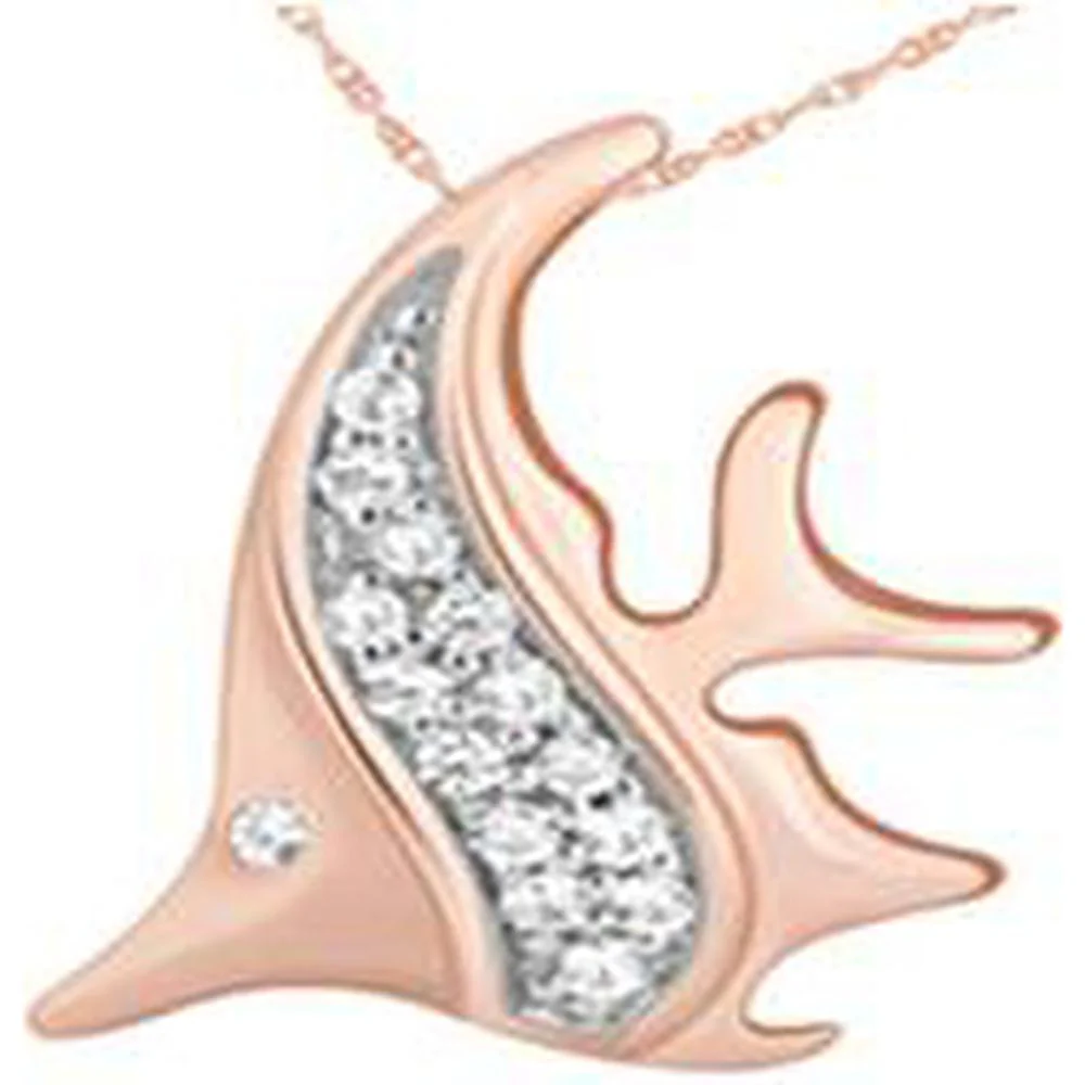 14K Rose Gold Free-Form Diamond Charm Pendant - 0.05 Carat Total Diamond Weight - Royal Jewelry