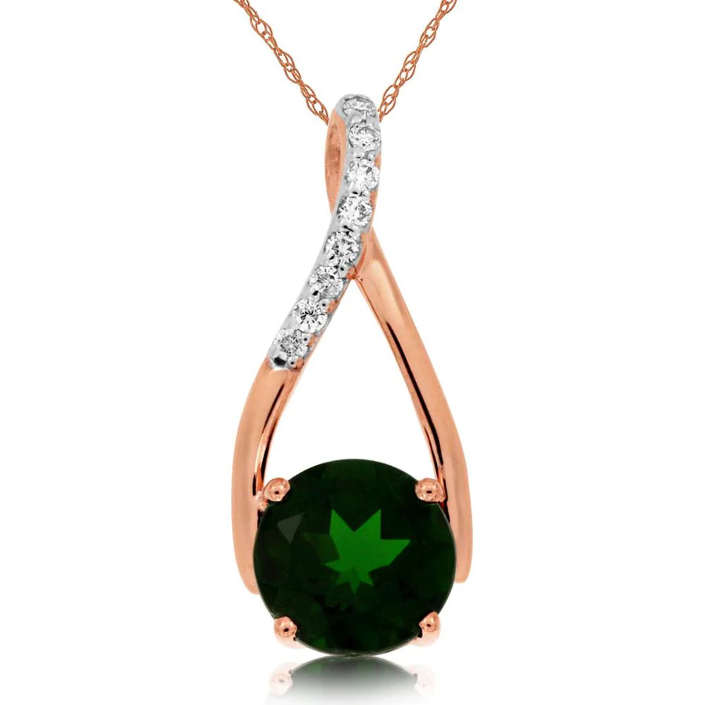 14K Rose Gold Free-Form Pendant with Round Russalite and Diamond Accents - 1.45 Carat Russalite and 0.05 Carat Total Diamond Weight - Royal Jewelry