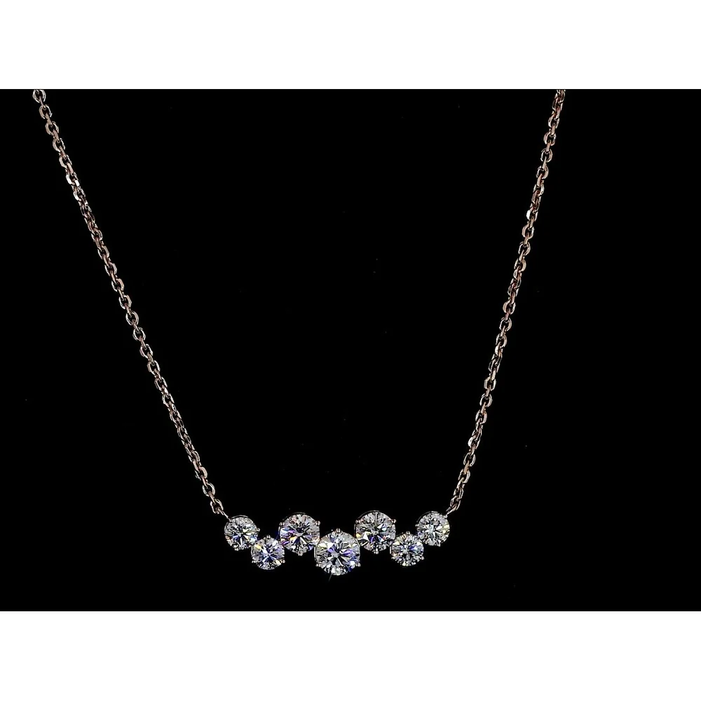 14K Rose Gold Graduating Round Lab Diamond Pendant Necklace - 2.01 Carat Total Weight, E-F Color VS1 Clarity - Covaloro Fine Jewelry