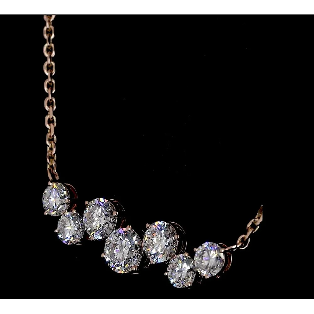 14K Rose Gold Graduating Round Lab Diamond Pendant Necklace - 2.01 Carat Total Weight, E-F Color VS1 Clarity - Covaloro Fine Jewelry - Image 4
