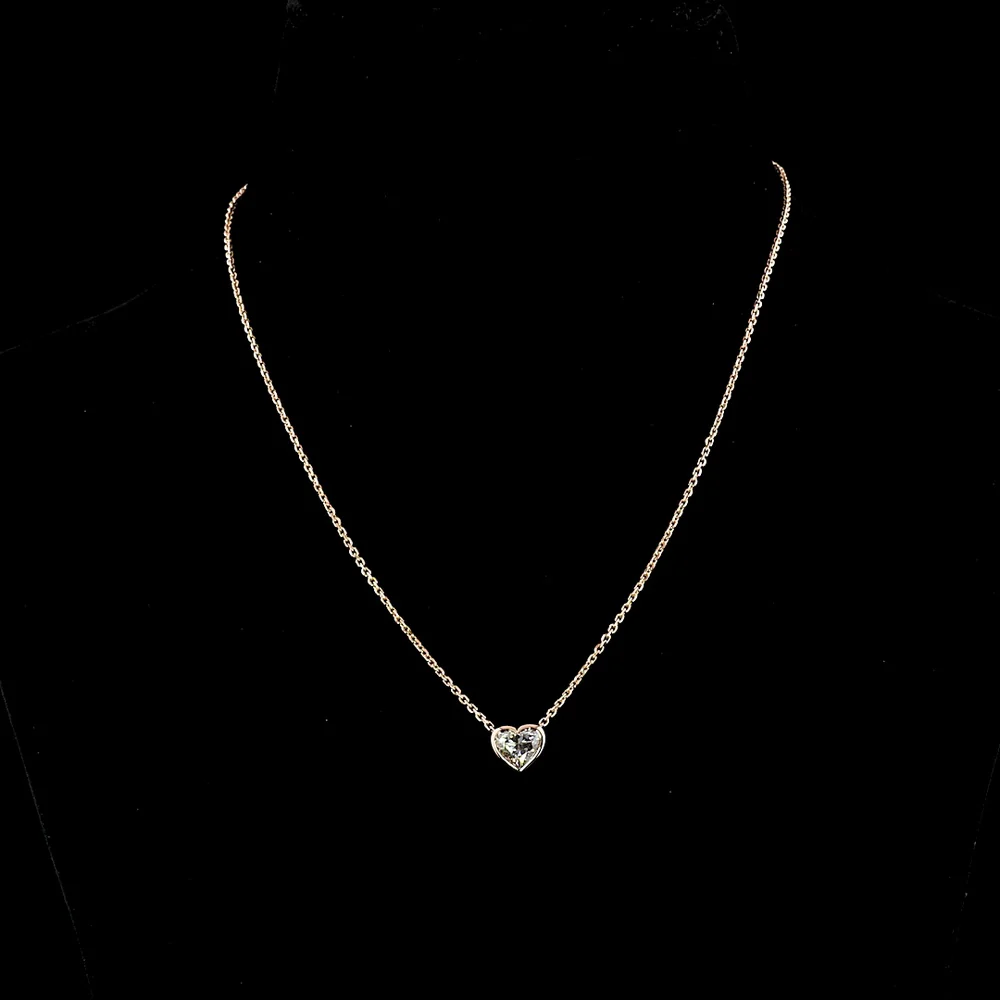 14K Rose Gold Heart Shaped Lab Grown Diamond Solitaire Pendant - 1.57 Carat Total Weight, E-F Color, VVS2 Clarity, Bezel Setting - Covaloro Fine Jewelry