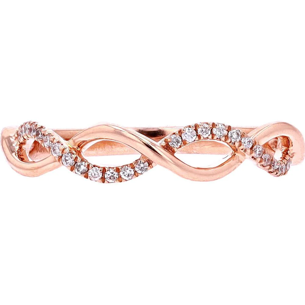 14K Rose Gold Infinity Band with 0.10 Carat Total Diamond Weight