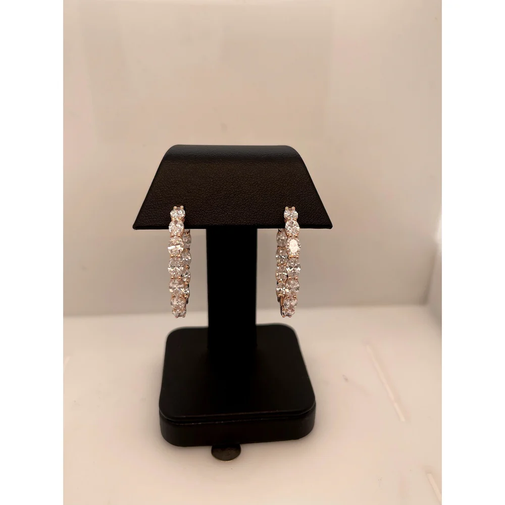 14K Rose Gold Large Hoop Earrings with East-West Set Oval Cut Lab Diamonds - 7.52 Carat Total Weight - Covaloro Fine Jewelry - Image 2