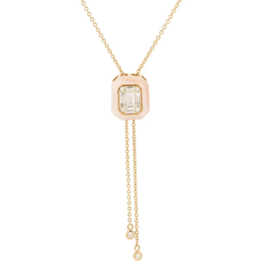 14K Rose Gold Necklace with Mother of Pearl and Diamond Pendant - 0.25 Carat Total Diamond Weight