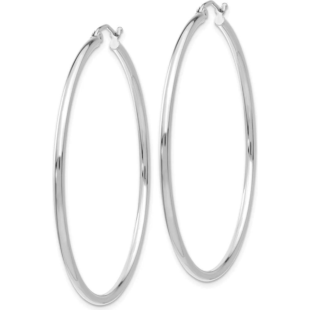 14K Rose Gold Polished 2mm Lightweight Tube Hoop Earrings - Elegant and Timeless Design by Oro Pregiato - Image 2