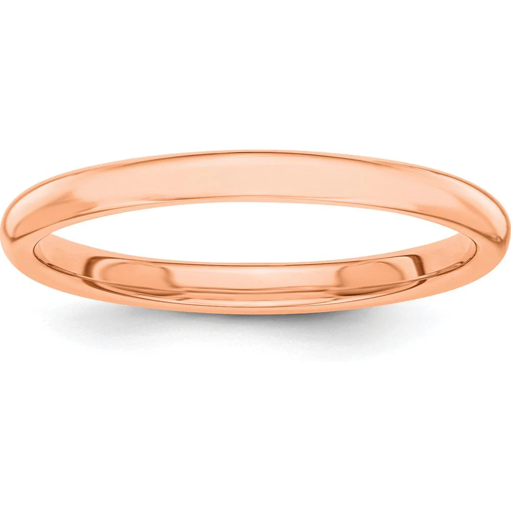 14K Rose Gold Polished 2mm Stackable Band - Women's Wedding Ring - Size 5 by Luciano & Cie