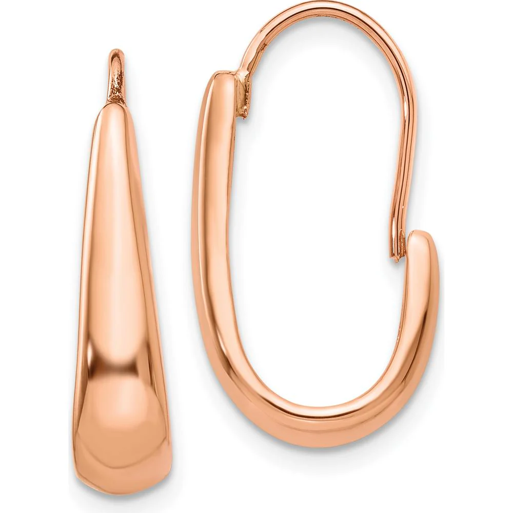 14K Rose Gold Polished Tapered J-Hoop Drop Earrings by Oro Pregiato