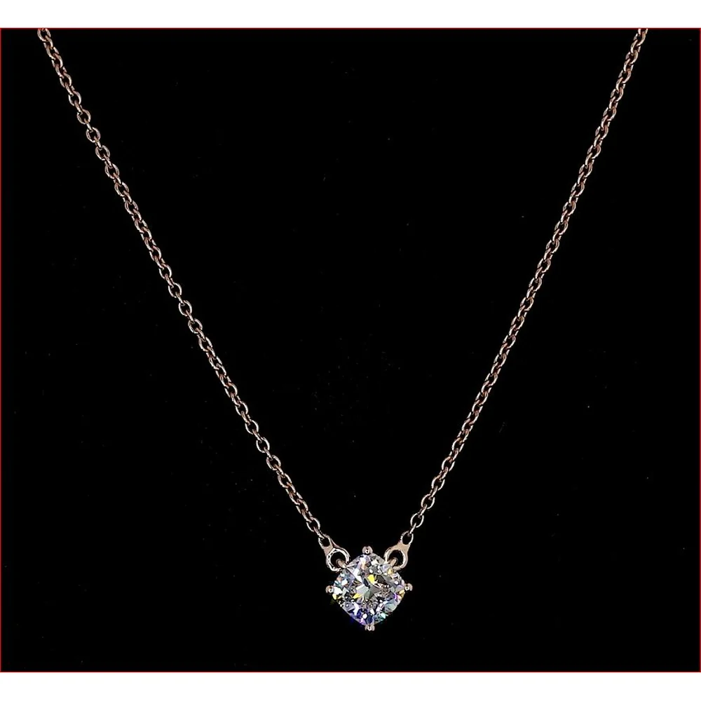 14K Rose Gold Square Cushion Brilliant Lab Diamond Solitaire Pendant - 0.76 Carat Total Weight - Covaloro Fine Jewelry