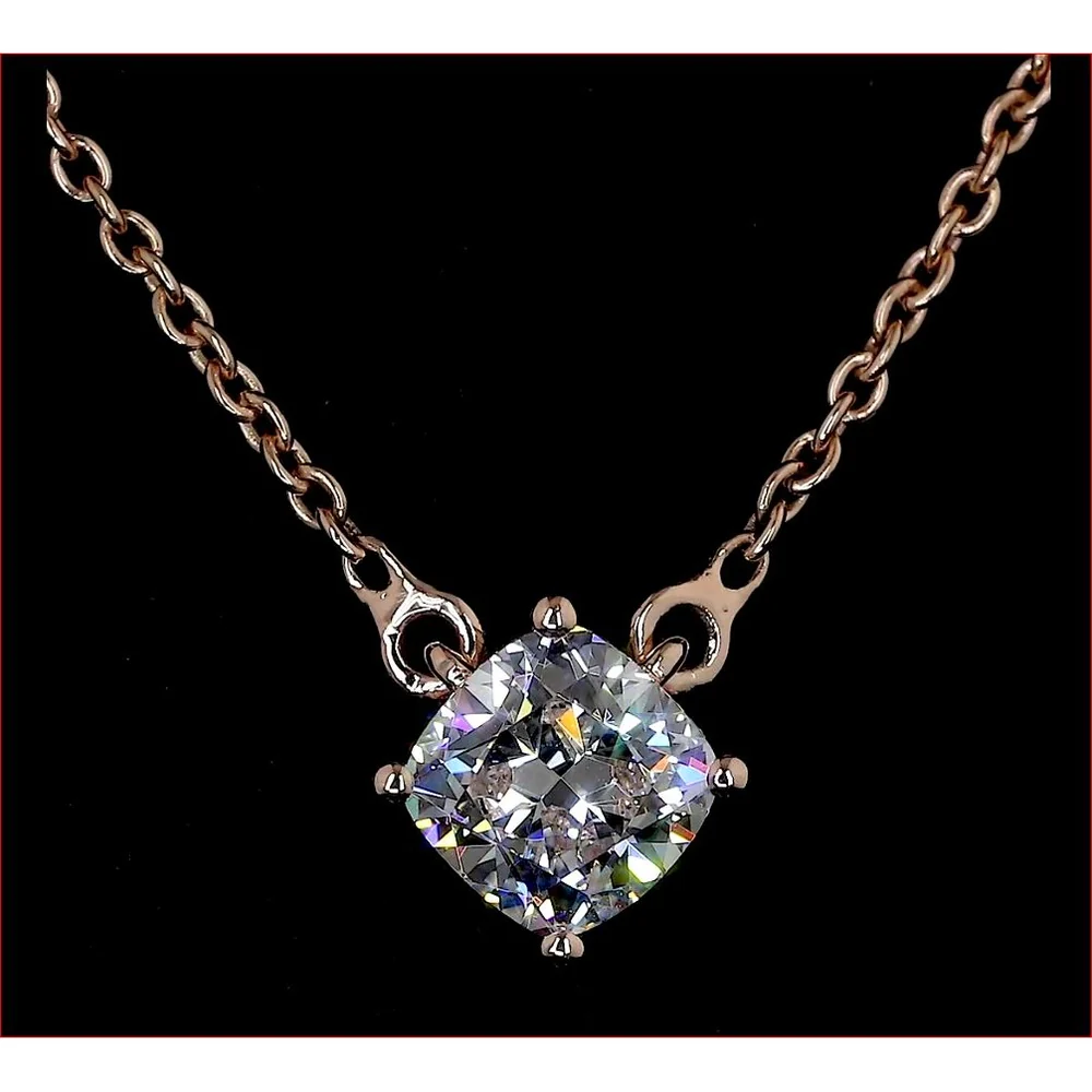 14K Rose Gold Square Cushion Brilliant Lab Diamond Solitaire Pendant - 0.76 Carat Total Weight - Covaloro Fine Jewelry - Image 2