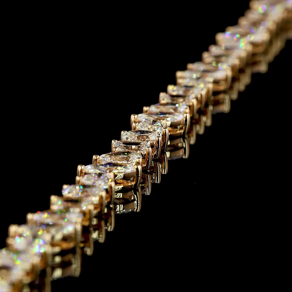 14K Rose Gold Station Bracelet with Mixed Marquise, Oval, Pear, and Emerald Cut Lab Diamonds - 6.42 Carats Total Diamond Weight - Covaloro Fine Jewelry - Image 3