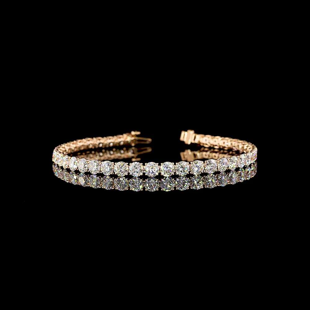 14K Rose Gold Tennis Bracelet with 41 Round Brilliant Cut Lab Diamonds - 16.47 Carat Total Weight, E-F Color, VS1 Clarity - Covaloro Fine Jewelry