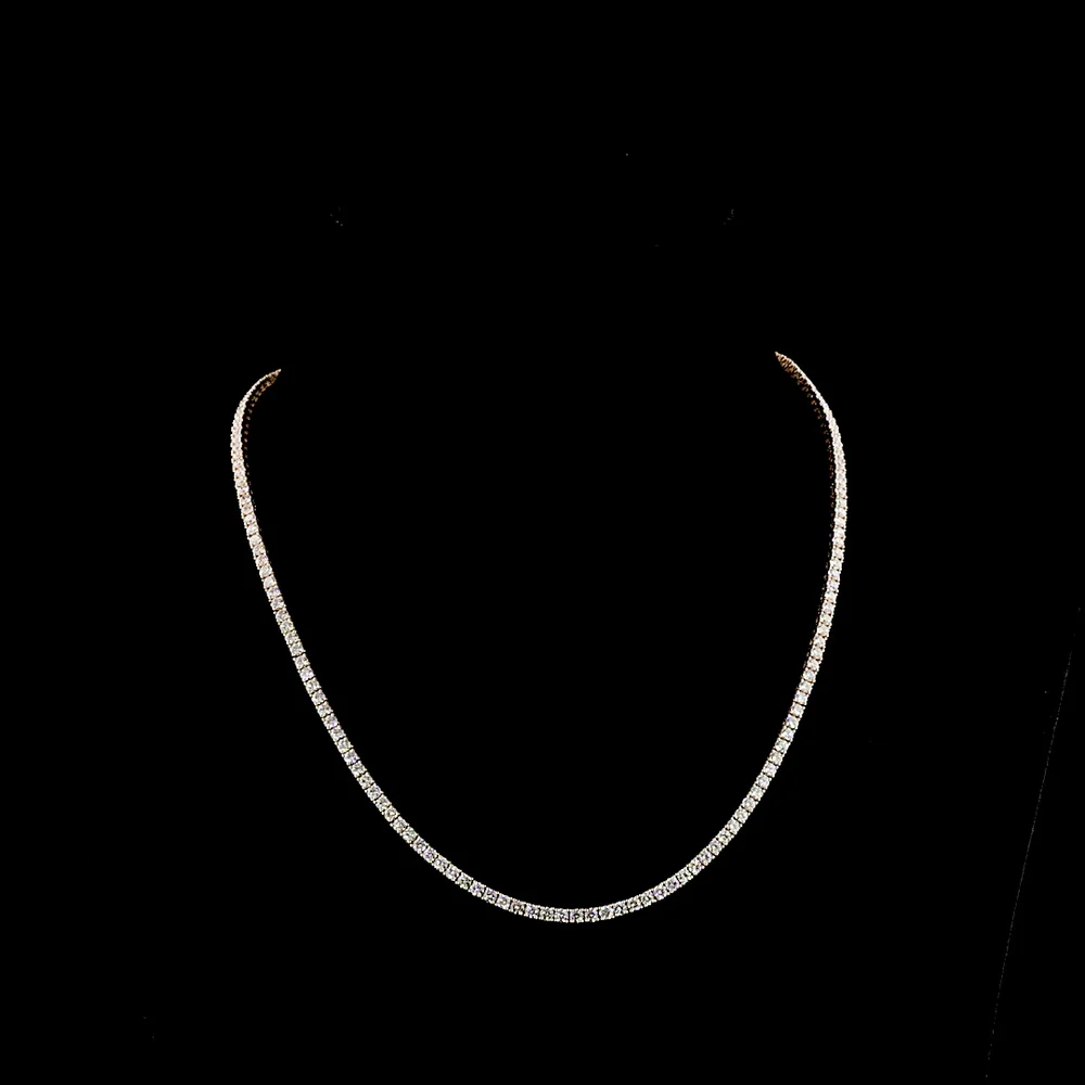 14K Rose Gold Tennis Necklace with 165 Round Brilliant Cut Lab-Grown Diamonds - 8.73 Total Carat Weight, E-F Color VS1 Clarity - Covaloro Fine Jewelry