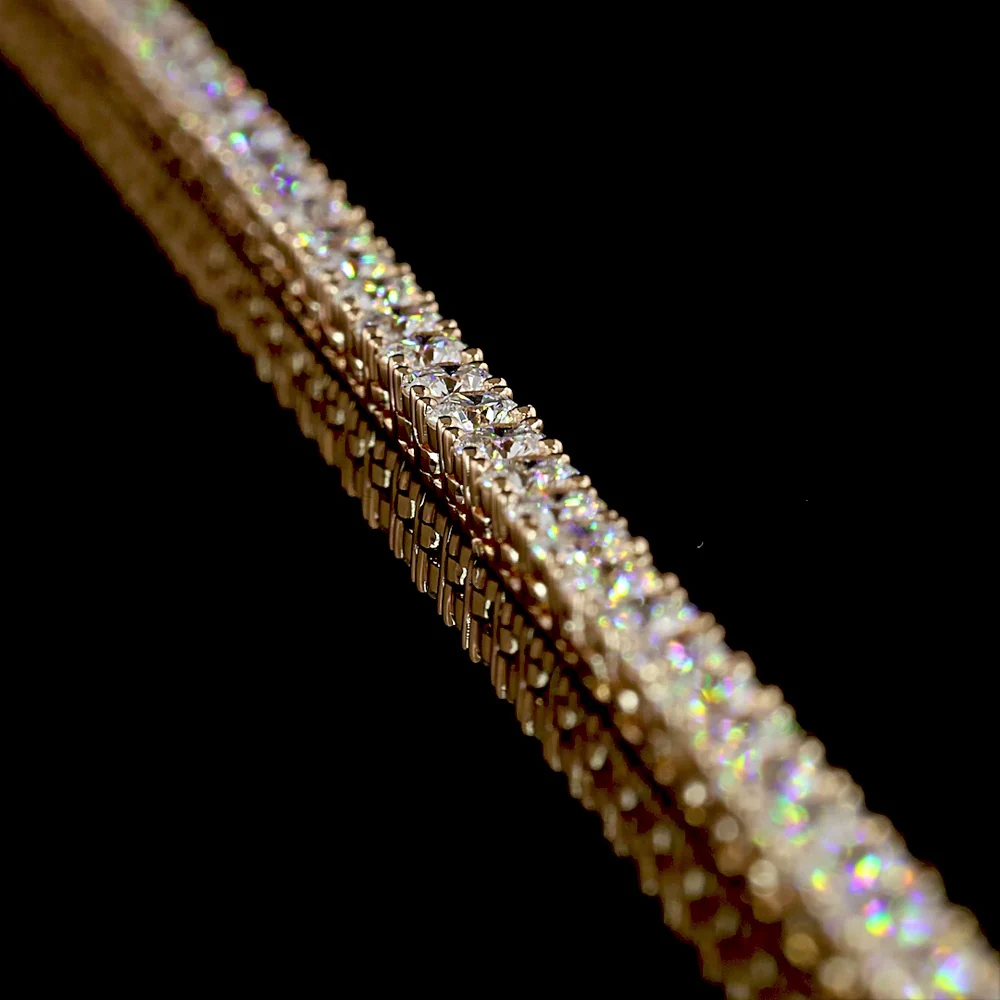 14K Rose Gold Tennis Necklace with 165 Round Brilliant Cut Lab-Grown Diamonds - 8.73 Total Carat Weight, E-F Color VS1 Clarity - Covaloro Fine Jewelry - Image 3