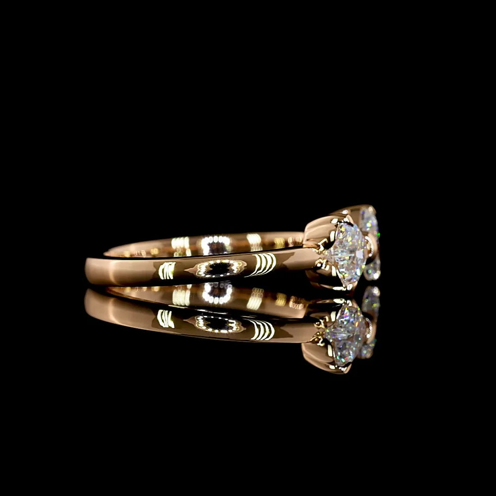 14K Rose Gold Toi et Moi Ring with Two Heart Shaped Lab Diamonds - 0.84 Carat Total Weight, E-F Color VS1 Clarity, East-West Prong Setting - Covaloro Fine Jewelry - Image 3