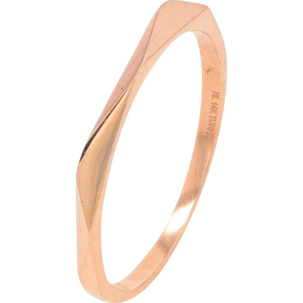 14K Rose Gold Wavy Band Ring - Size 6