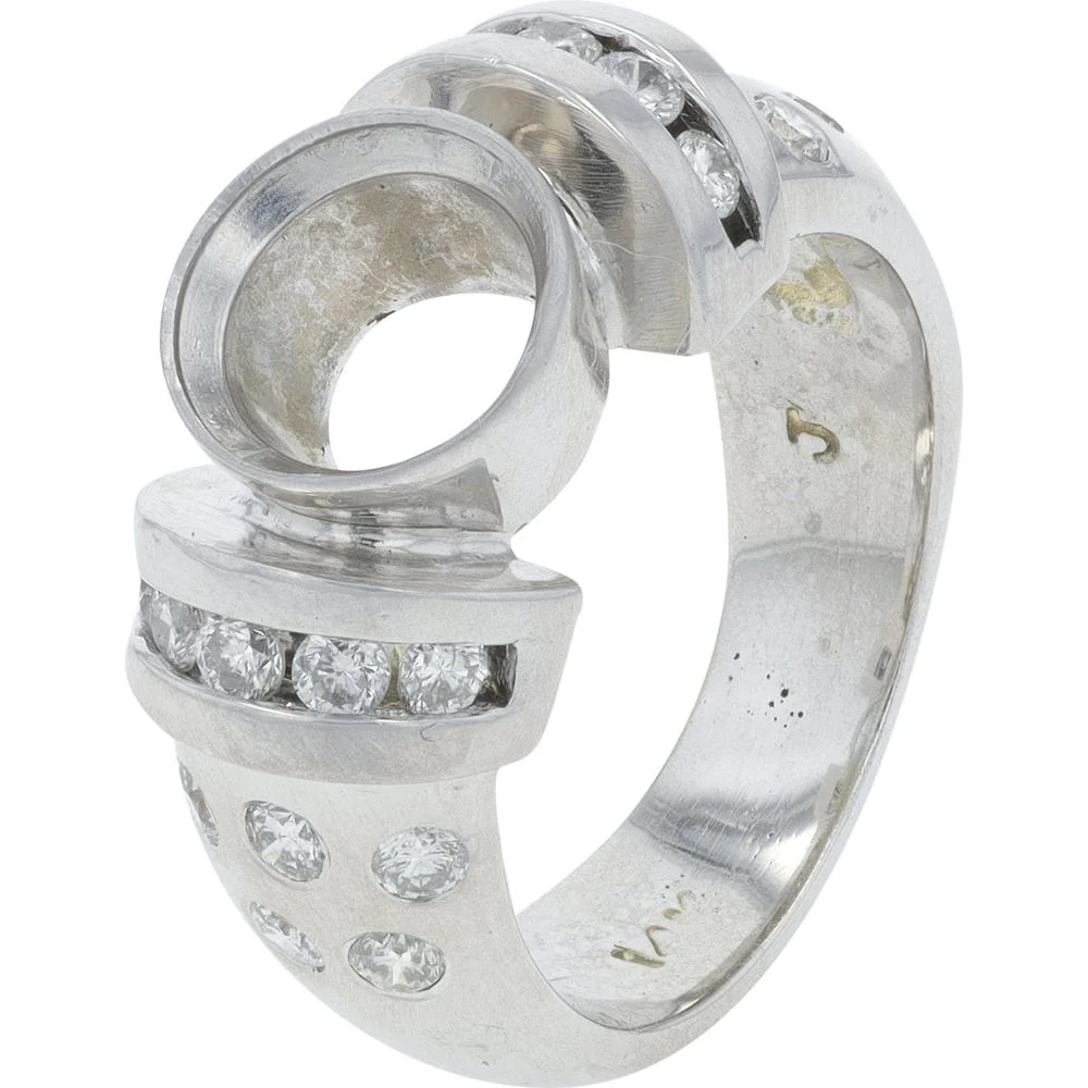14K Two-Tone 0.53 Carat Round Diamond Semi-Mount Ring in White & Yellow Gold