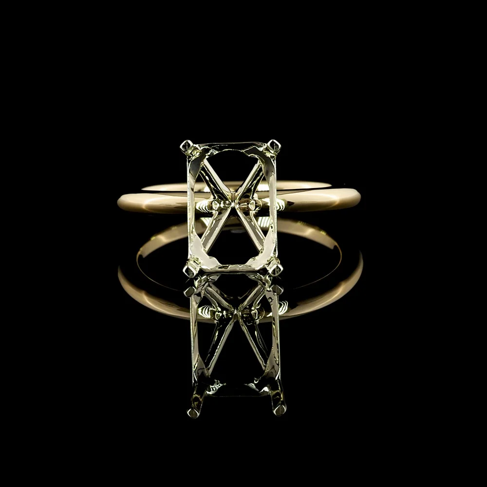 14K Two Tone 2.85 Carat Radiant Cut Lab Diamond Solitaire Ring, GIA Certified E-F VVS2 Elongated North-South Setting - Covaloro Fine Jewelry - Image 3
